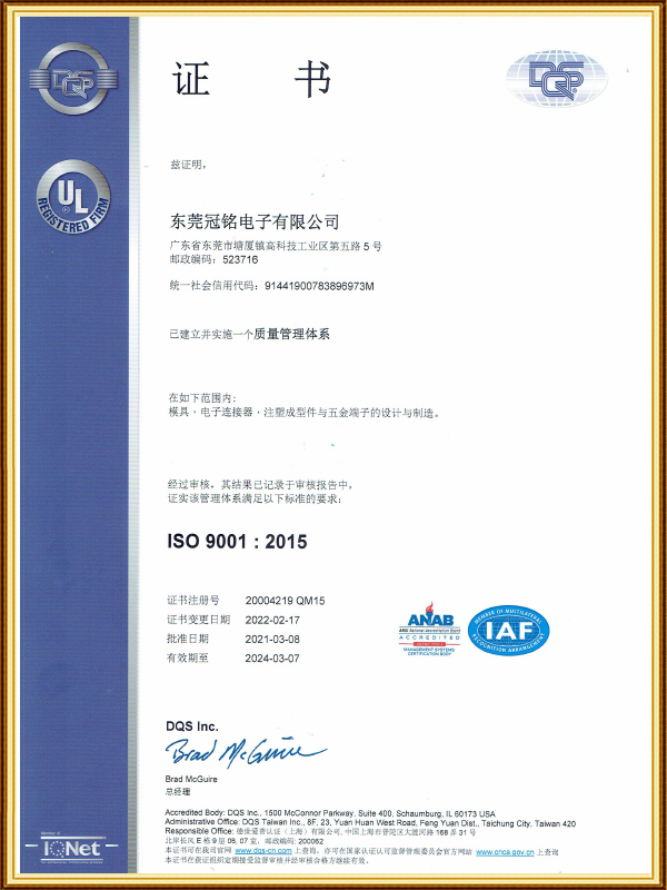 ISO-9001-2015中文證書(shū)